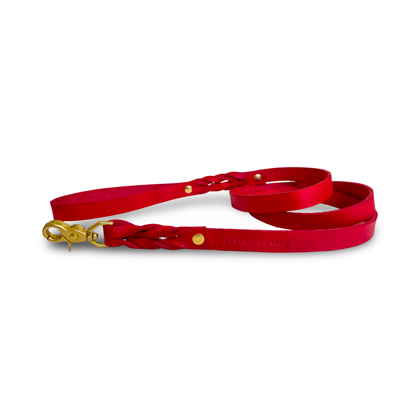 Classic Leather Dog Leash - Red