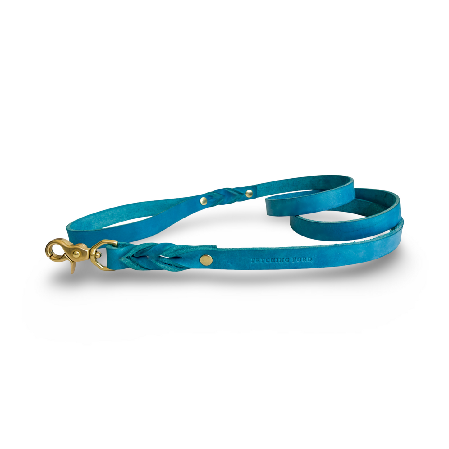 Classic Leather Dog Leash - Turquoise