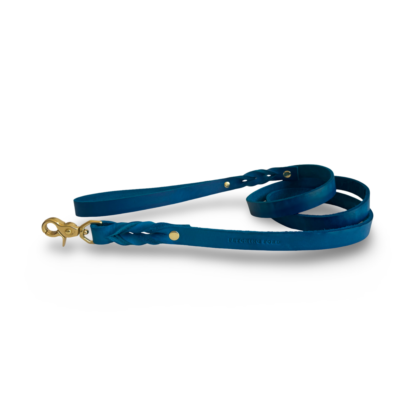 Classic Leather Dog Leash - Royal Blue