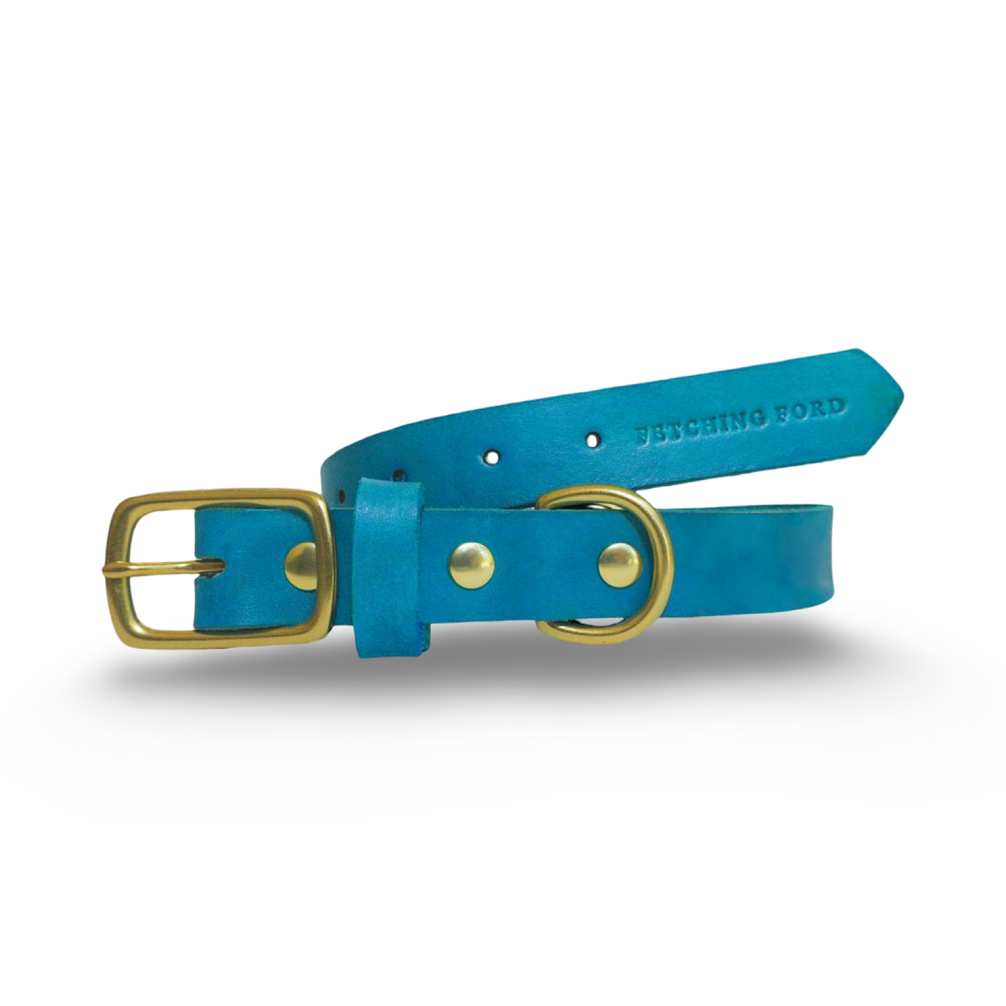 Classic Leather Dog Collar - Turquoise