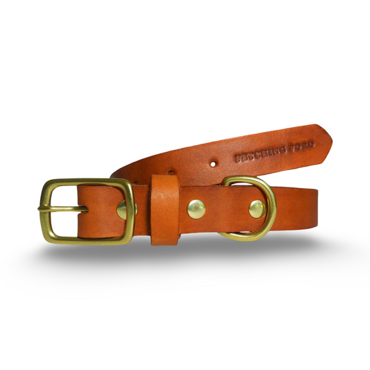 Classic Leather Dog Collar - Cognac